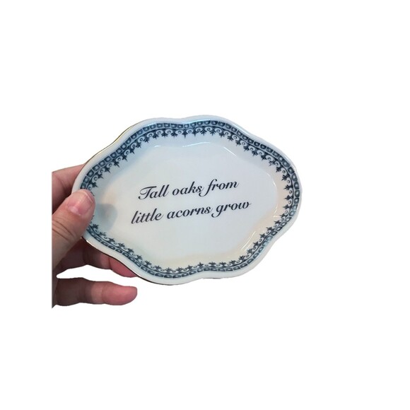 NEW Andrea by Sadek Trinket Dish - Inspirational Quote Blue White Ceramic - Picture 1 of 5